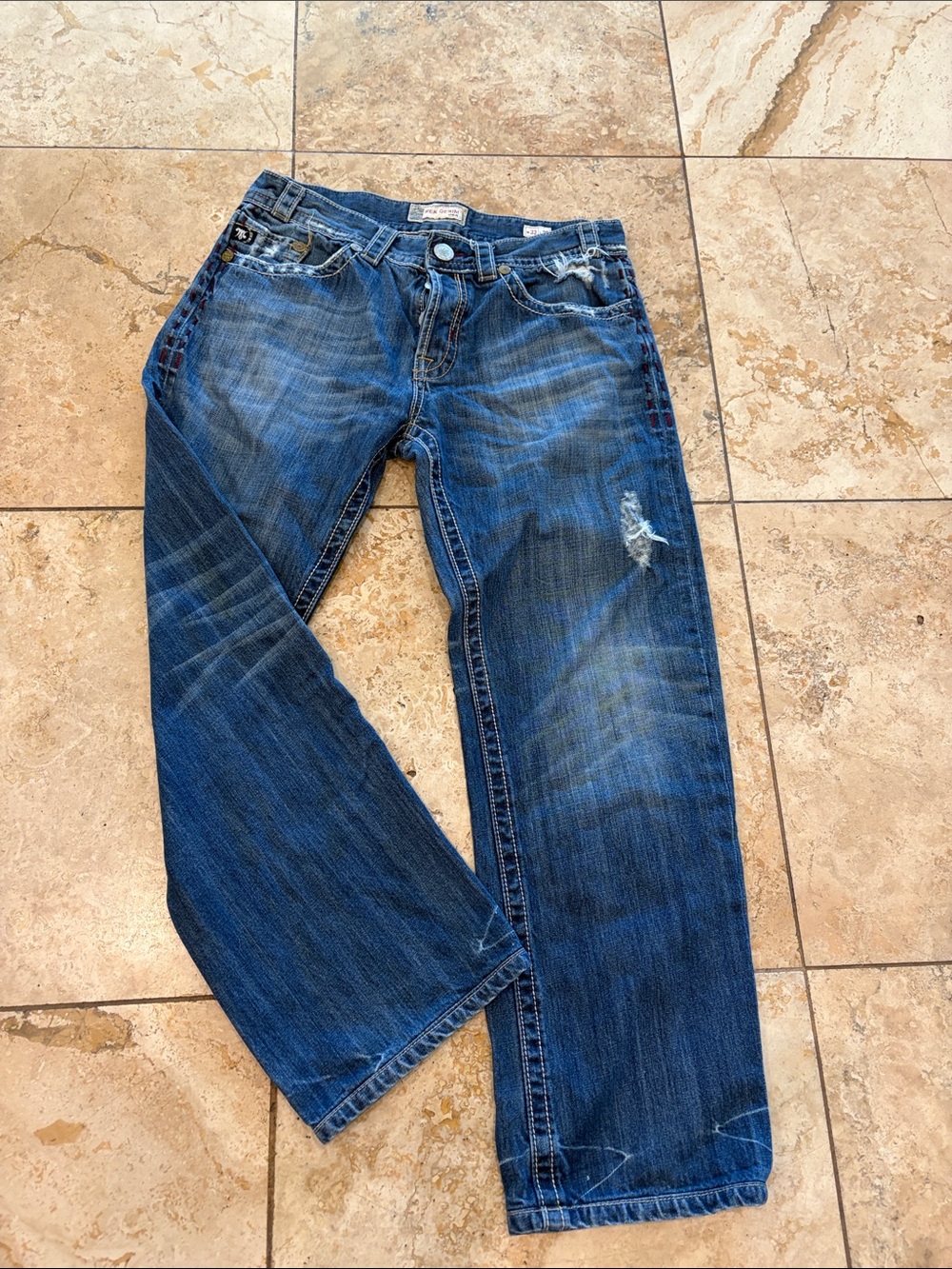 Men's Distressed Blue Denim Jeans